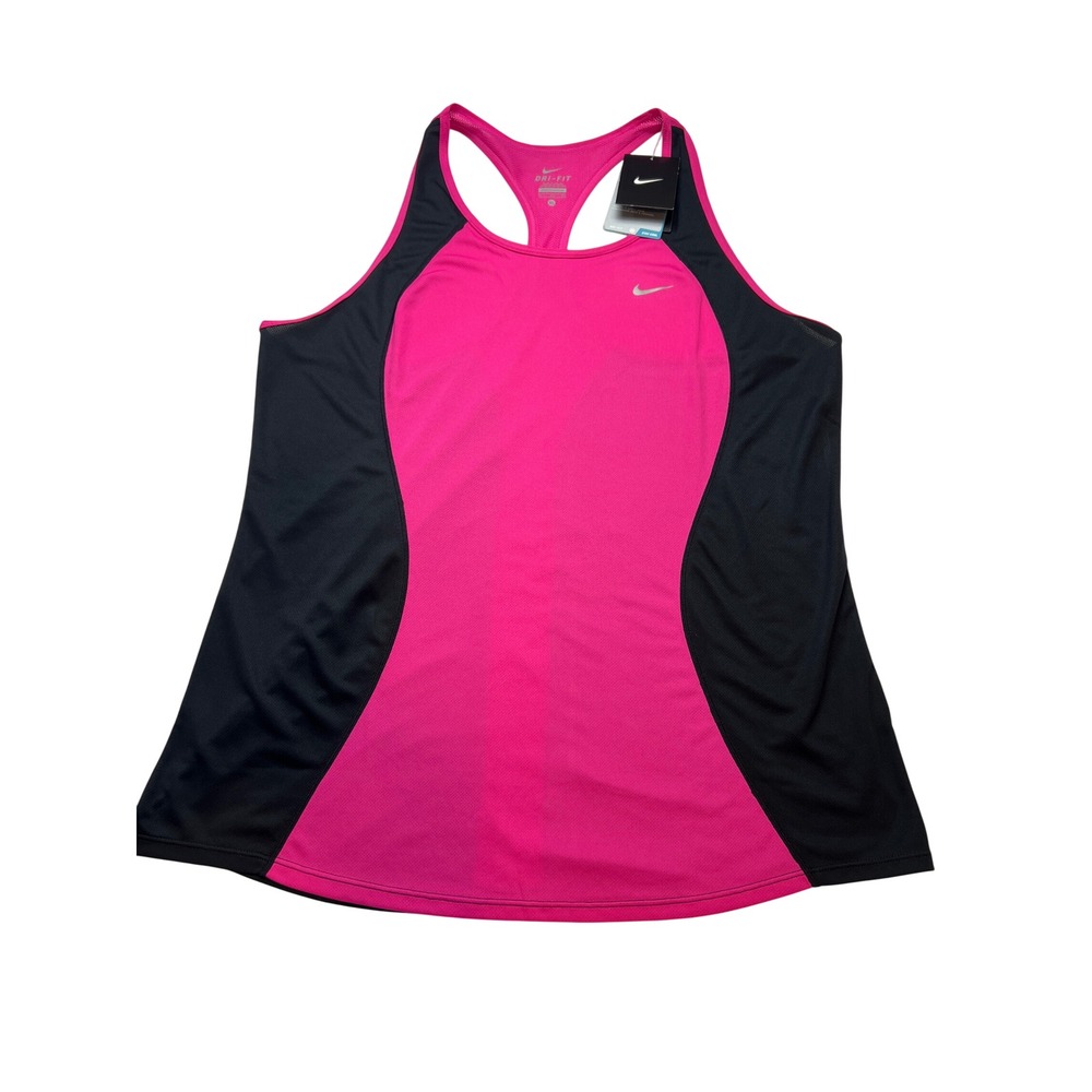 Nike Dri-FIT Running Tank Womens XL Pink Black Racerback 645436-612 Athletic G20